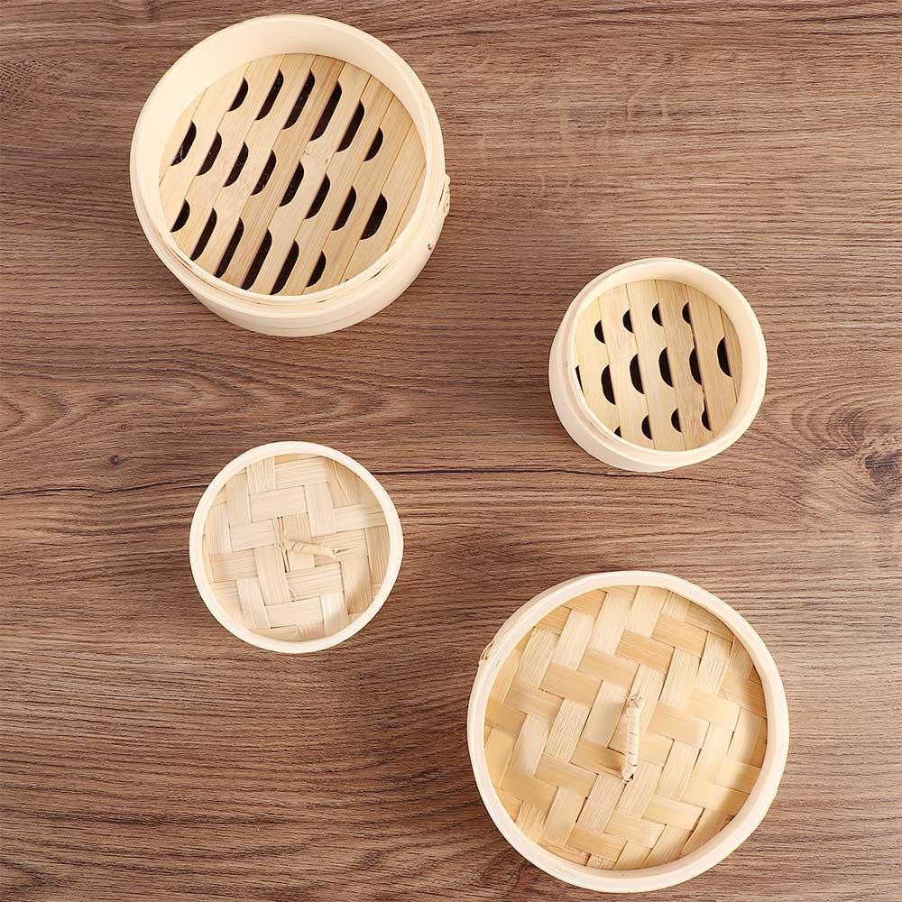 Steamer Bamboo Set - 10/15/20cm Dimsum Basket Cover Kitchen Bamboo