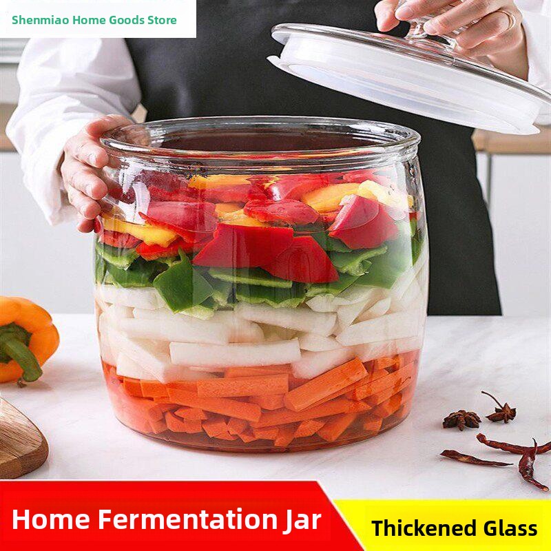 Fermentation Crock - Extra Thick Glass Kimchi Jar with