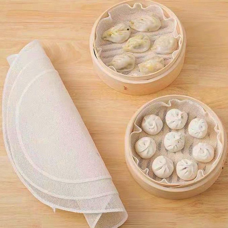 Steamer Bamboo Set - 5Pcs 28CM Pure Cotton Steamer Cloth