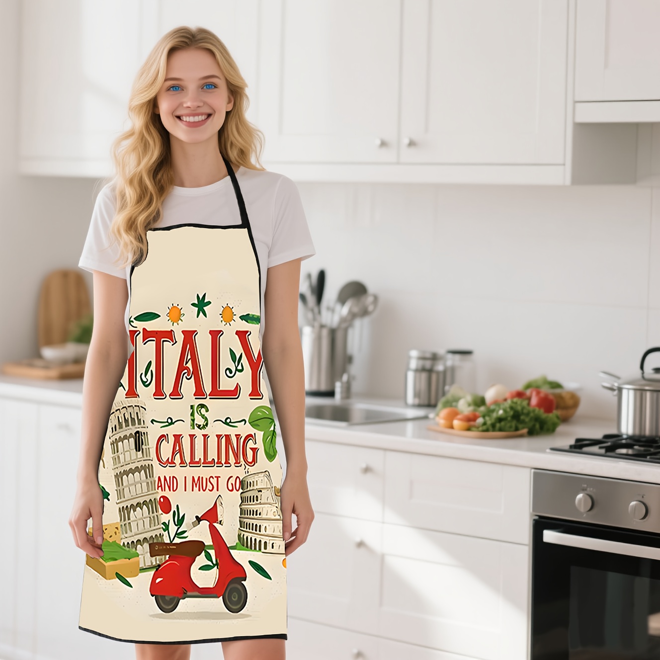1 Piece Italian-Themed Apron,  - Home Cooking In Italian review and price