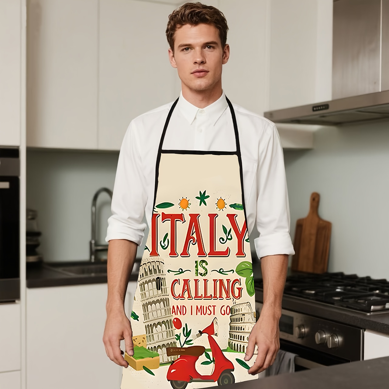 1 Piece Italian-Themed Apron,  - Home Cooking In Italian review and price